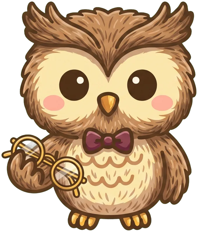眼鏡を持ったフクロウのキャラクター